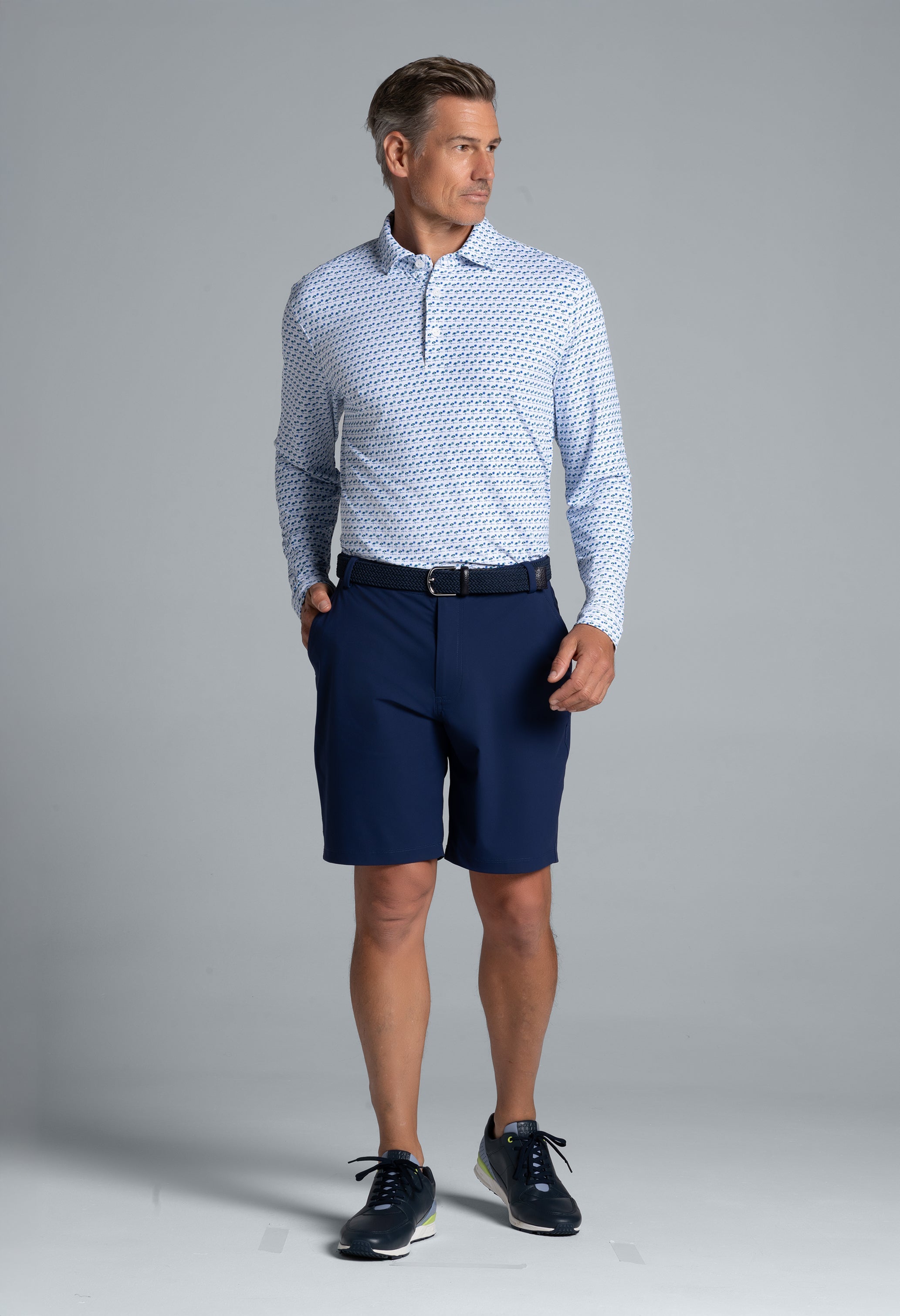 Beach Day Print Long Sleeve Polo – 95174 (Modern Fit)